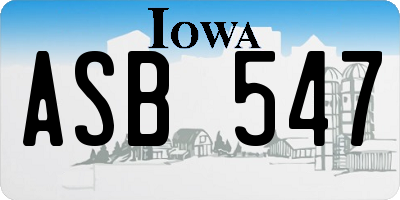 IA license plate ASB547