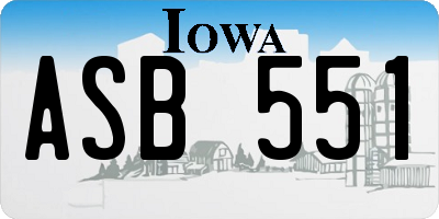 IA license plate ASB551