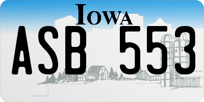 IA license plate ASB553