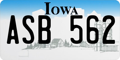 IA license plate ASB562