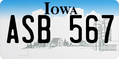 IA license plate ASB567