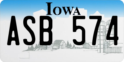 IA license plate ASB574