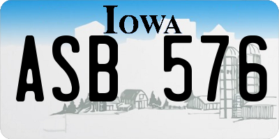 IA license plate ASB576