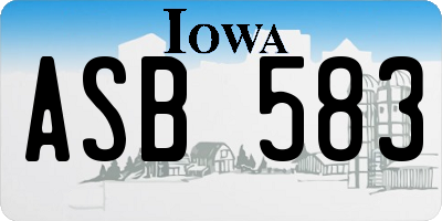 IA license plate ASB583