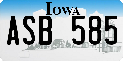 IA license plate ASB585