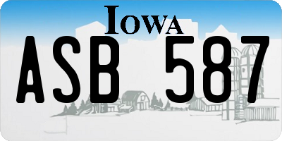 IA license plate ASB587