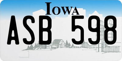 IA license plate ASB598