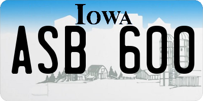 IA license plate ASB600