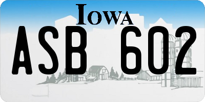 IA license plate ASB602