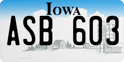 IA license plate ASB603