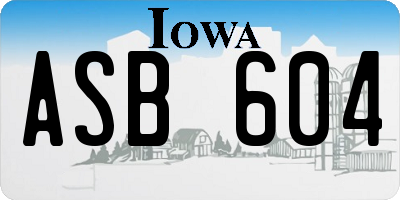 IA license plate ASB604