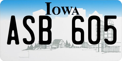 IA license plate ASB605