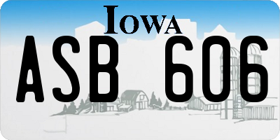 IA license plate ASB606