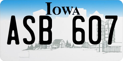 IA license plate ASB607