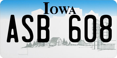 IA license plate ASB608