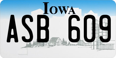 IA license plate ASB609