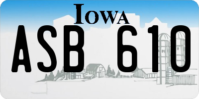 IA license plate ASB610