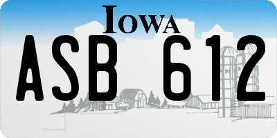 IA license plate ASB612