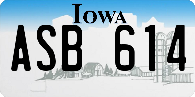 IA license plate ASB614