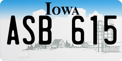 IA license plate ASB615