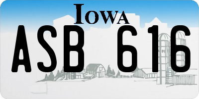 IA license plate ASB616