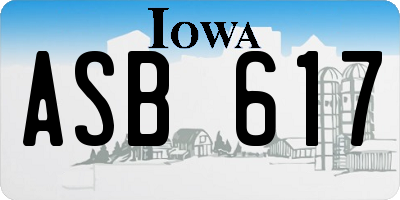 IA license plate ASB617