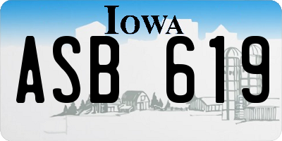 IA license plate ASB619