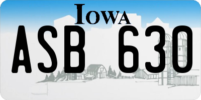 IA license plate ASB630