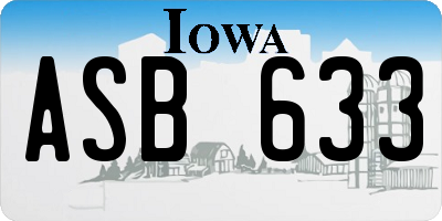 IA license plate ASB633