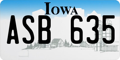 IA license plate ASB635