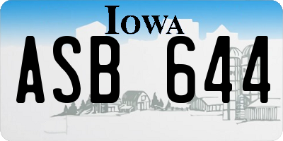 IA license plate ASB644