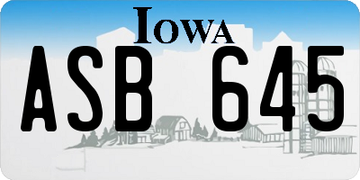 IA license plate ASB645