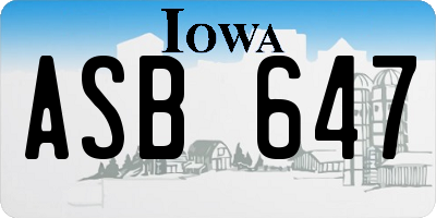 IA license plate ASB647