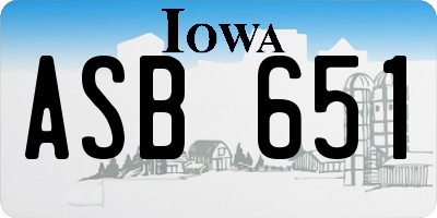 IA license plate ASB651