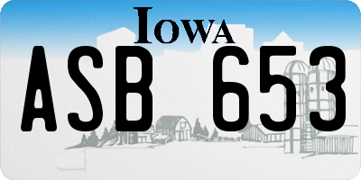 IA license plate ASB653