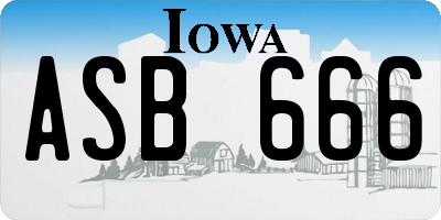 IA license plate ASB666