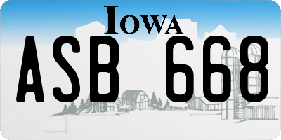 IA license plate ASB668