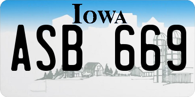 IA license plate ASB669