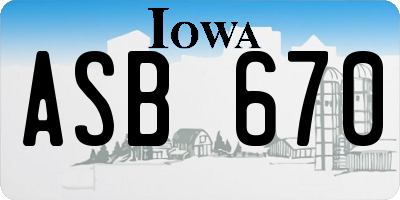 IA license plate ASB670
