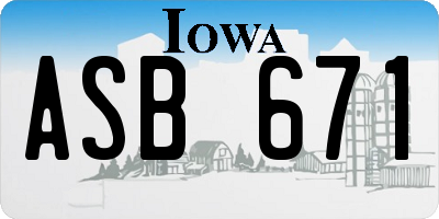 IA license plate ASB671