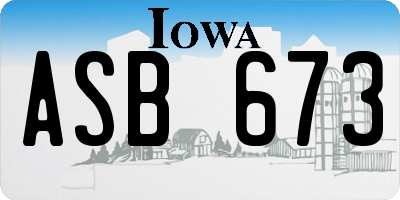 IA license plate ASB673