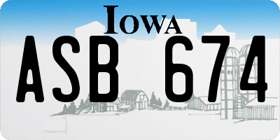 IA license plate ASB674