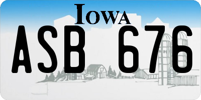 IA license plate ASB676