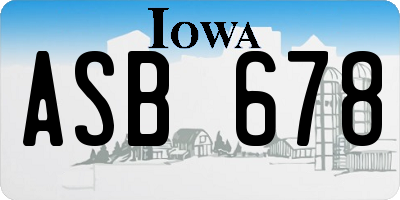 IA license plate ASB678
