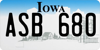 IA license plate ASB680