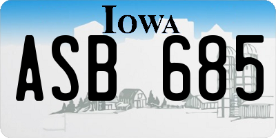 IA license plate ASB685