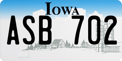 IA license plate ASB702