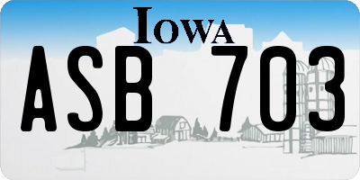 IA license plate ASB703