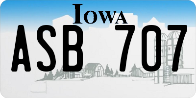 IA license plate ASB707