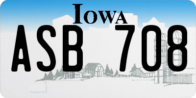 IA license plate ASB708